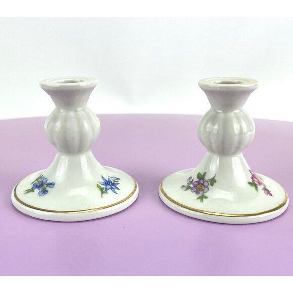 Vintage 80s GDR porcelain mini candle holders, East Germany candlesticks, pair - Picture 4 of 9